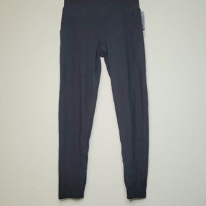 Id Ideology Women's Soft Black Side-Pocket 7/8 Leggings Size S